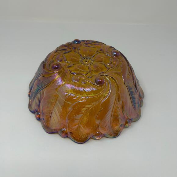 Vintage Carnival Glass Bowl Marigold Amber Iridescent Indiana Glass Collectors - Picture 4 of 10